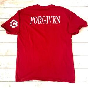 Mens L/G Red Forgiven Shirt Dark Red Short Sleeves 100% Cotton Size Large